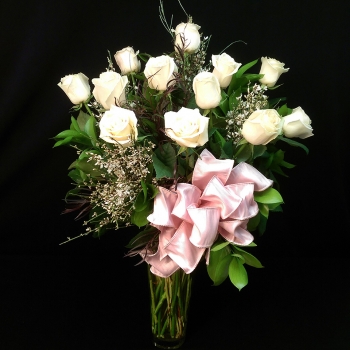 12 White Roses Arranged